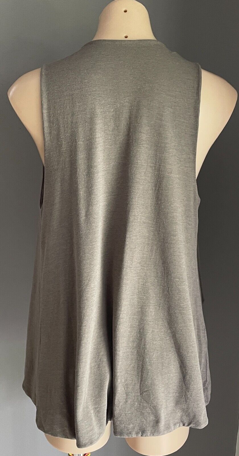 METALICUS Drape Jacket Waterfall Taupe Sleeveless Vest Stretch Fabric Size 10 12