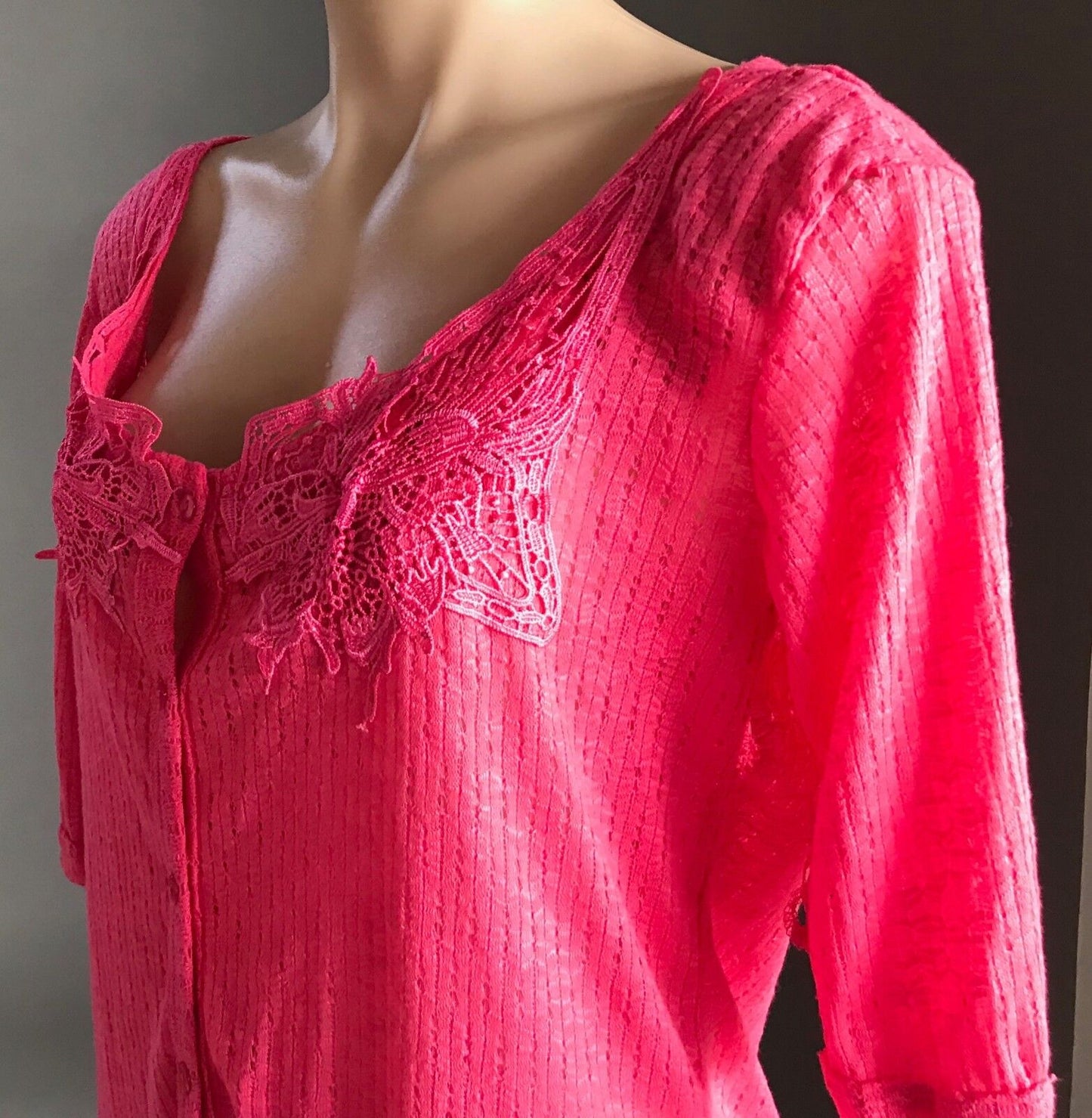 SUITE BOUTIQUE 3/4 Sleeve Cardigan w Embroidered Chest Watermelon Size 10 NEW