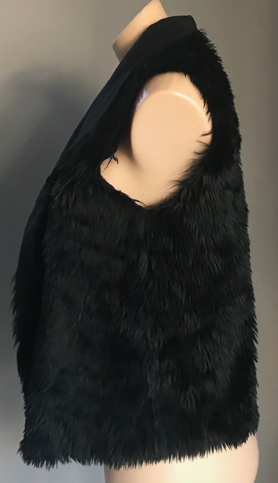 DRAPE VEST Black Faux Suede & Fur Reversible Sleeveless Ladies Size 8 - 10