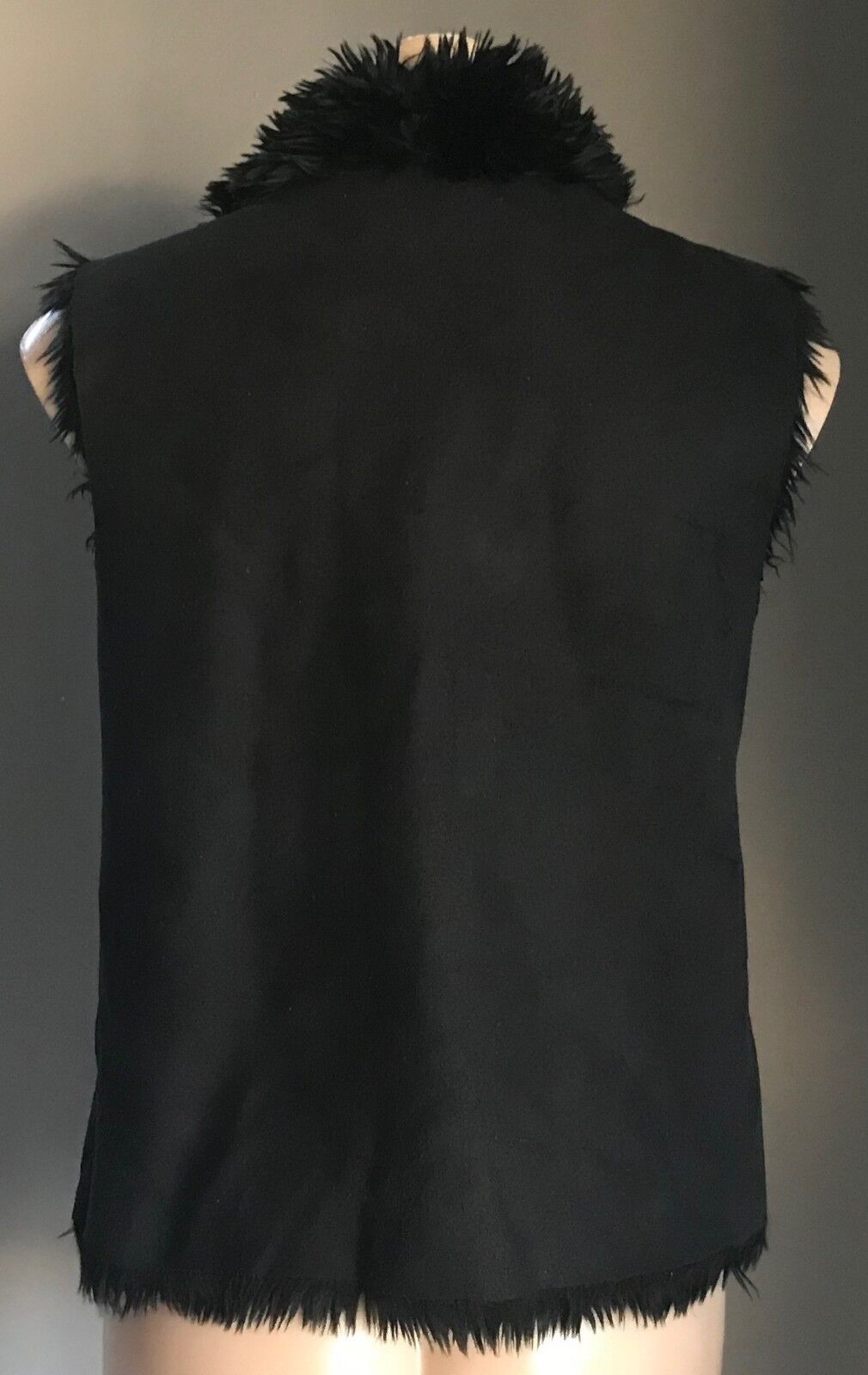 DRAPE VEST Black Faux Suede & Fur Reversible Sleeveless Ladies Size 8 - 10