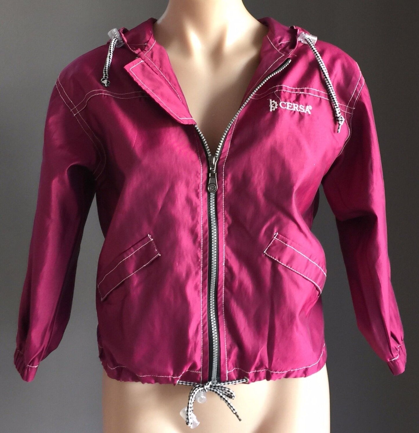CERSA Jacket Lightweight Pink 3/4 Sleeve Soft shell Hooded Zip Size 38 AU 10