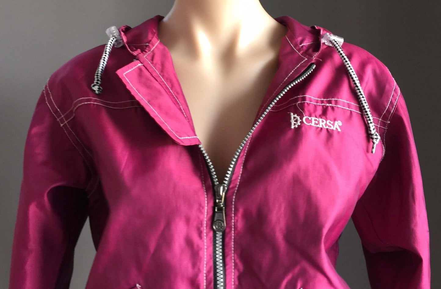 CERSA Jacket Lightweight Pink 3/4 Sleeve Soft shell Hooded Zip Size 38 AU 10