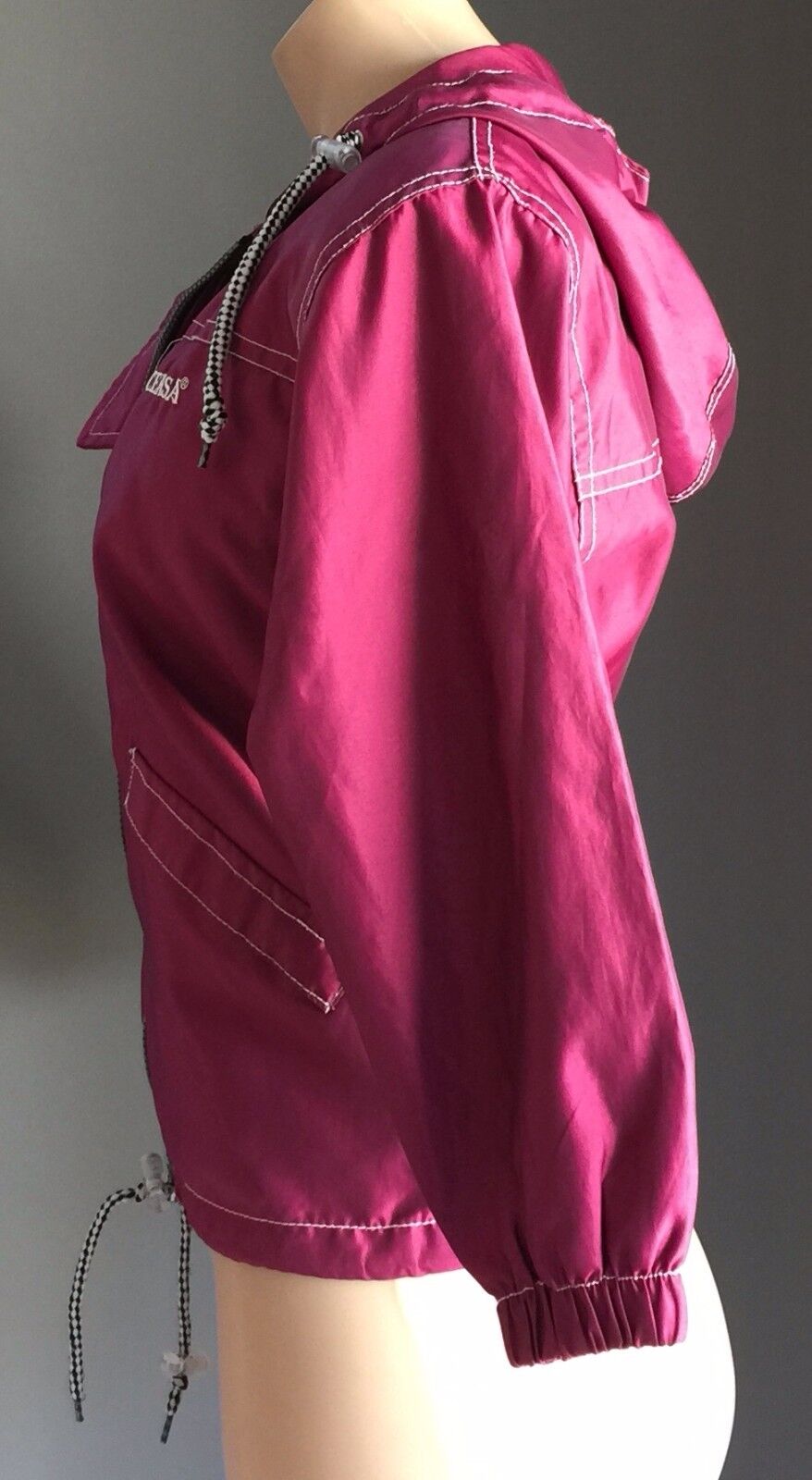 CERSA Jacket Lightweight Pink 3/4 Sleeve Soft shell Hooded Zip Size 38 AU 10