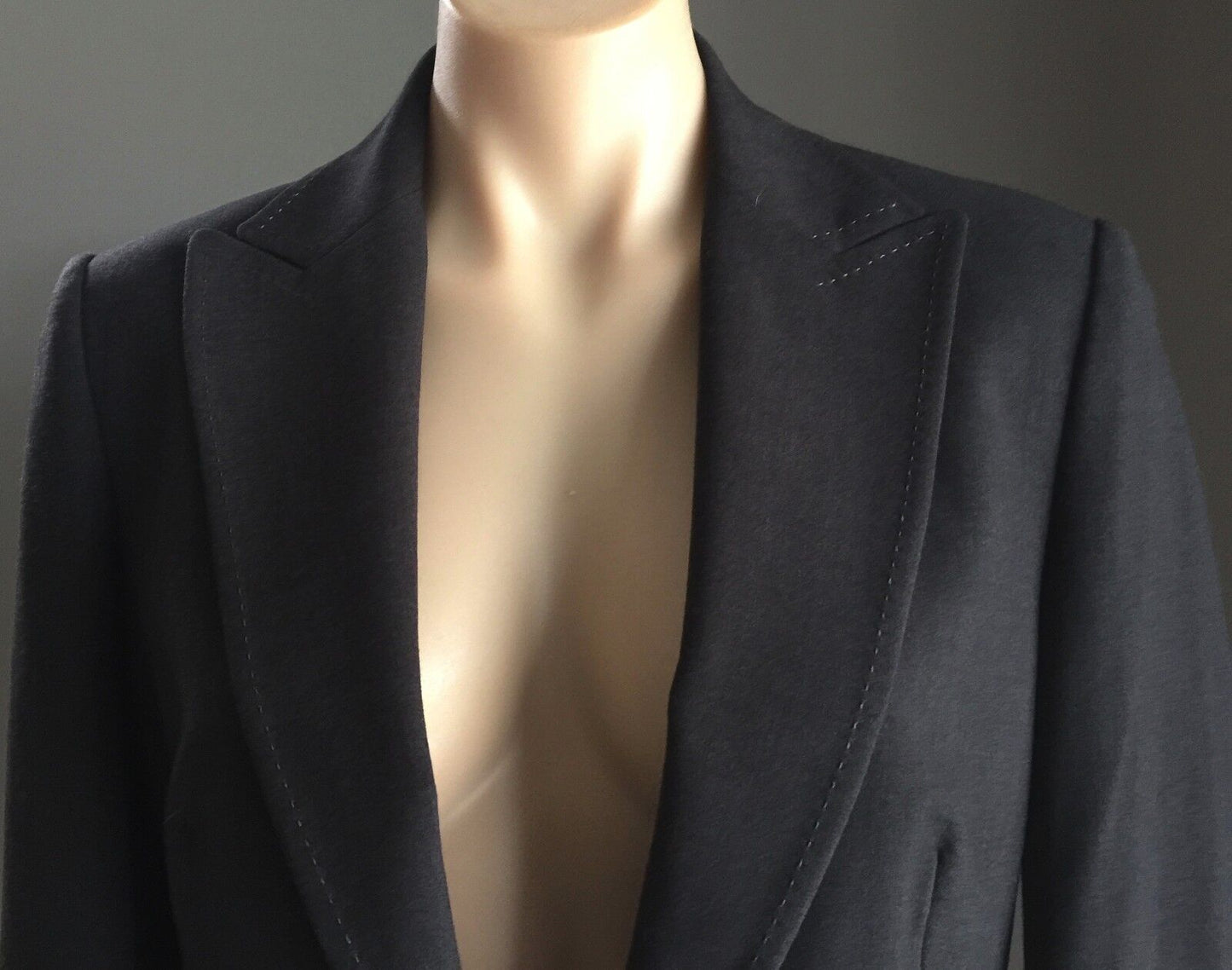 MARKS & SPENCER Jacket Tailored Charcoal Grey Contrast Stitch Ladies Size 12