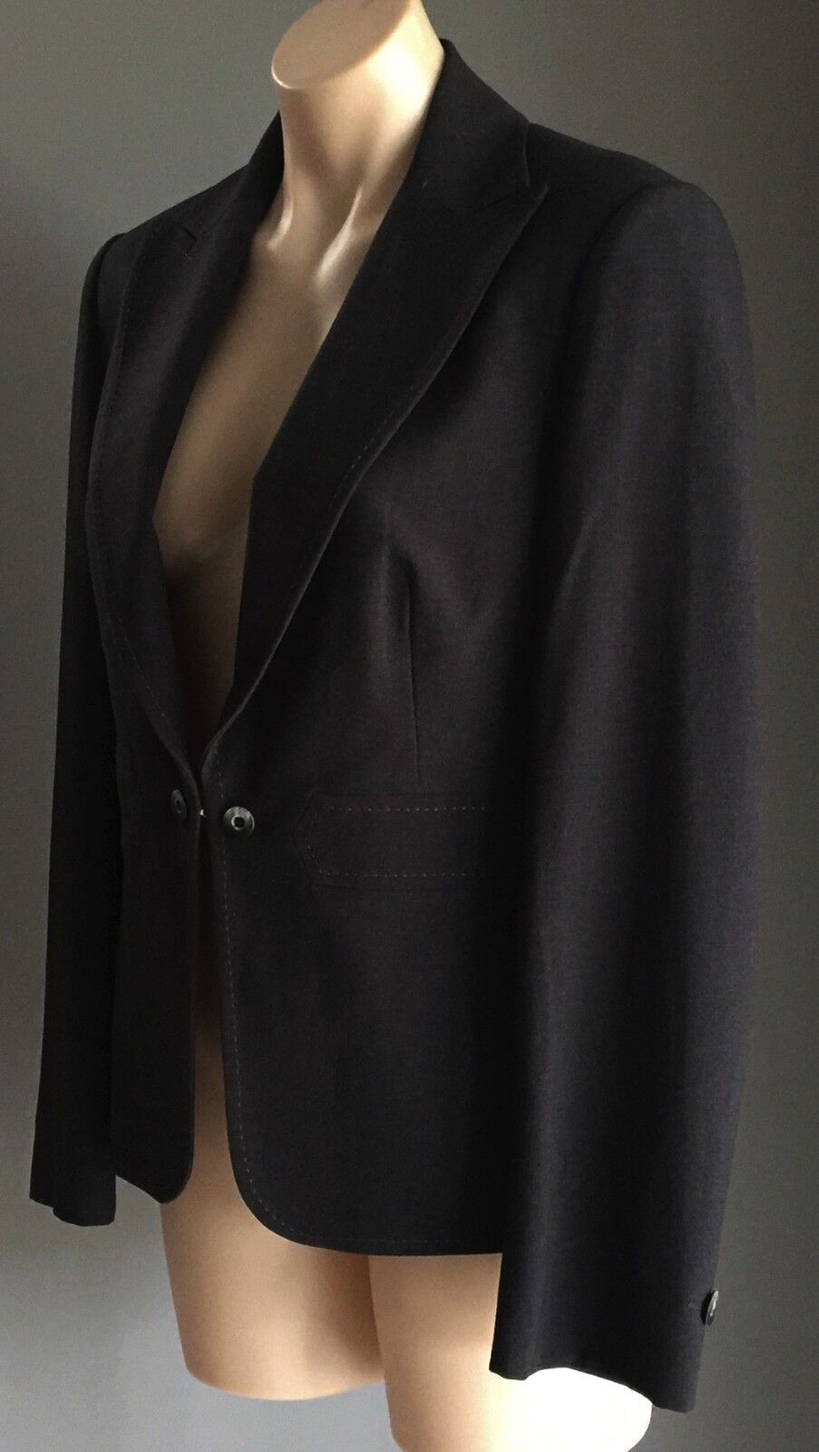 MARKS & SPENCER Jacket Tailored Charcoal Grey Contrast Stitch Ladies Size 12