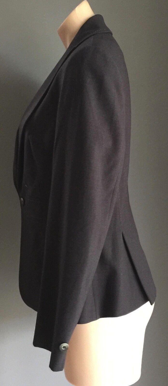 MARKS & SPENCER Jacket Tailored Charcoal Grey Contrast Stitch Ladies Size 12