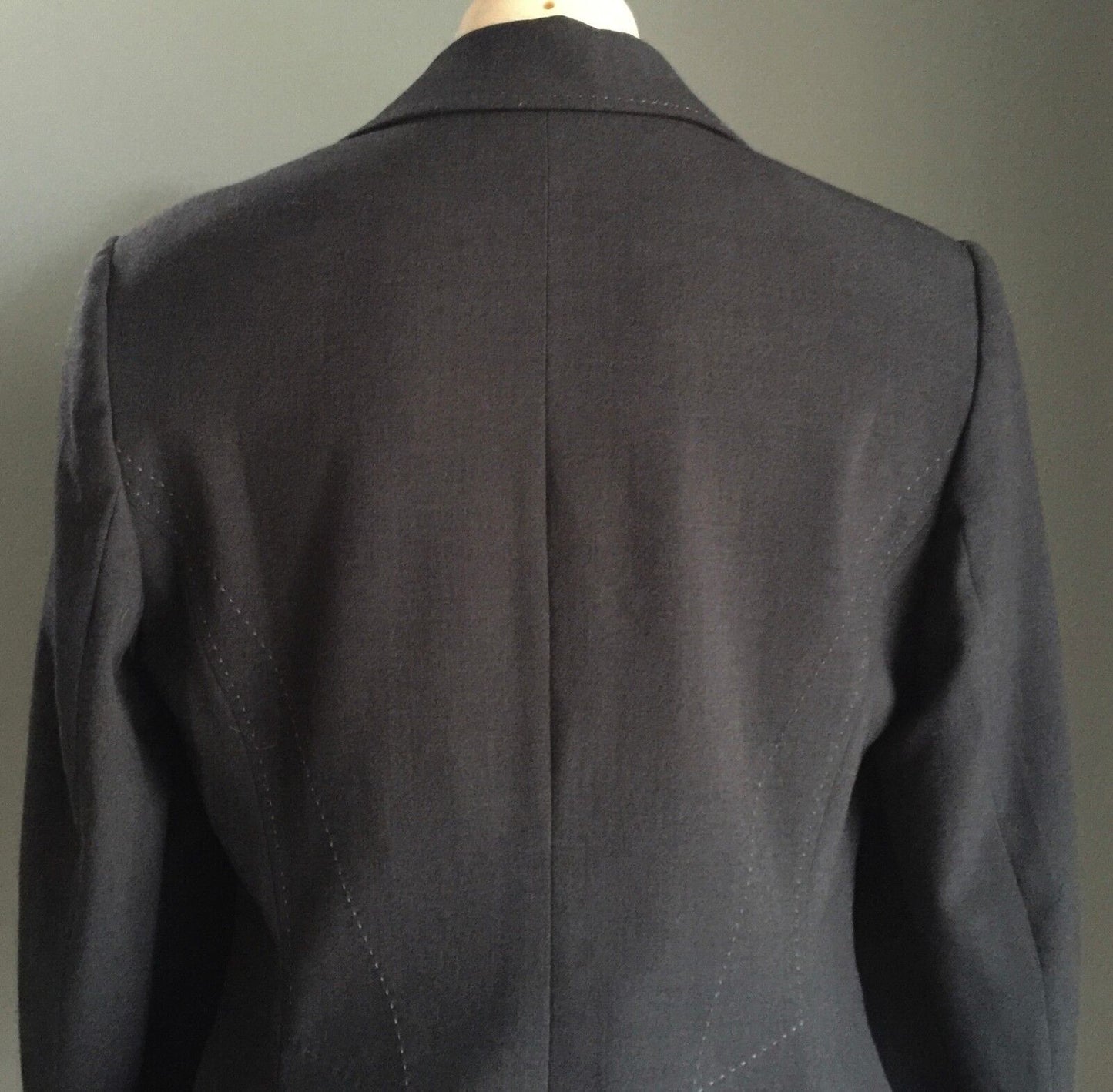 MARKS & SPENCER Jacket Tailored Charcoal Grey Contrast Stitch Ladies Size 12