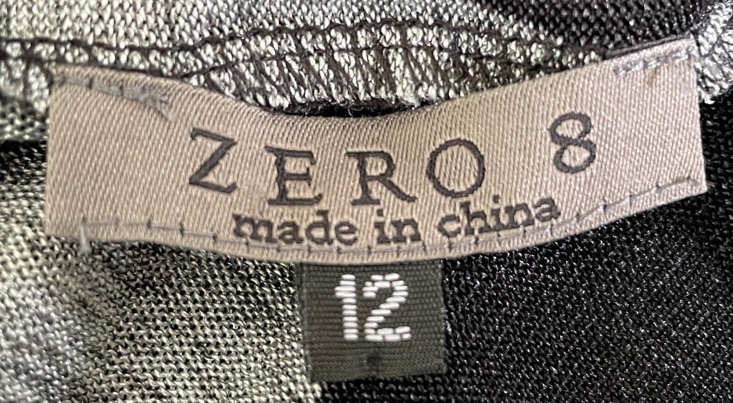 ZERO 8 Jacket Sleeveless Waterfall Black Grey Mono Abstract Print Size 12