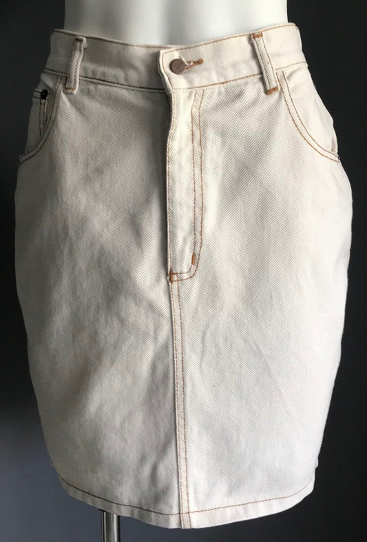 BIG APPLE Denim Skirt Straight Antique Off White Ladies Size 28 AU 10