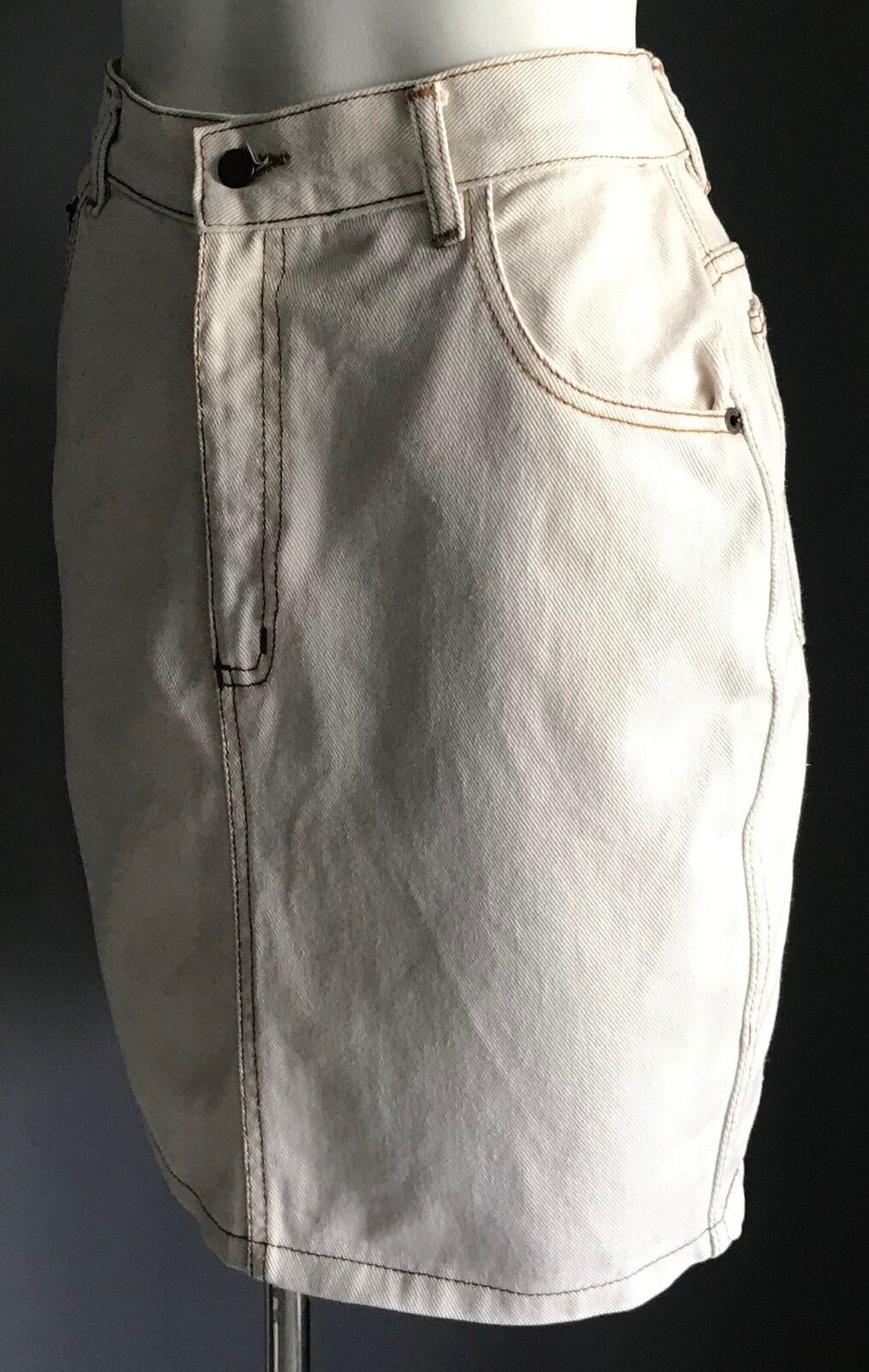 BIG APPLE Denim Skirt Straight Antique Off White Ladies Size 28 AU 10