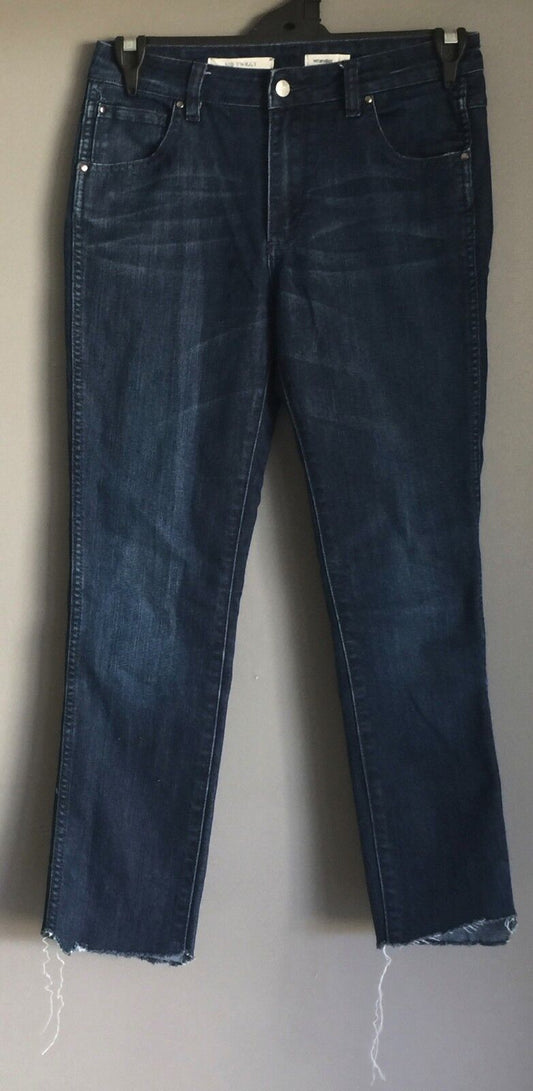 WRANGLER "Mid Twiggy" Cut Off Blue Denim Skinny Leg Rollup Vintage Size 10 Jeans