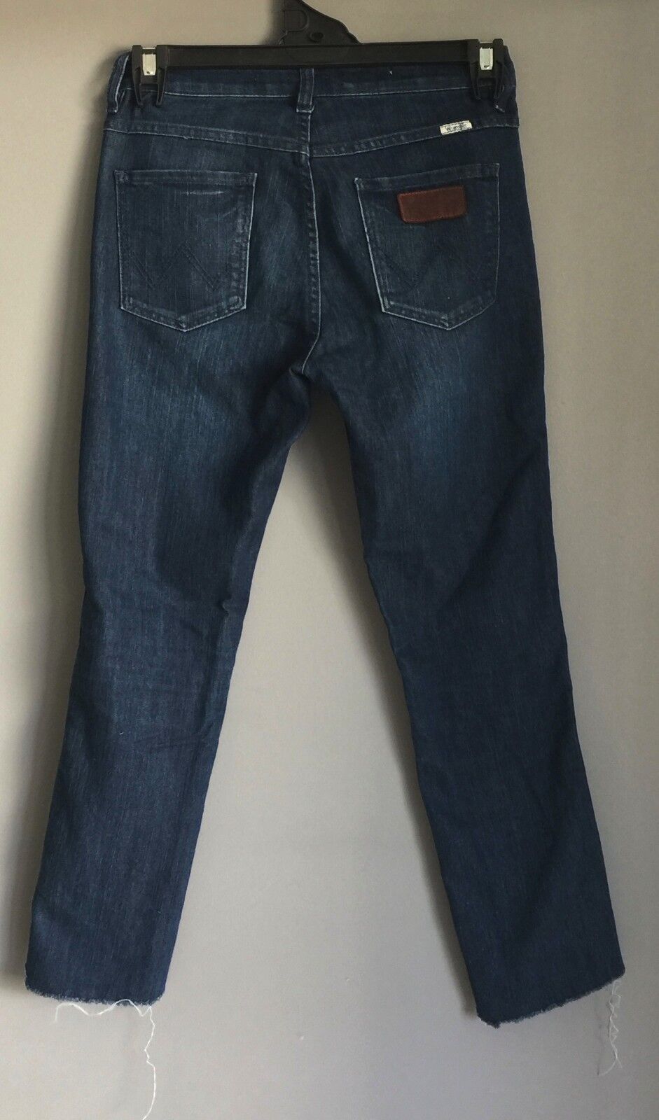 WRANGLER "Mid Twiggy" Cut Off Blue Denim Skinny Leg Rollup Vintage Size 10 Jeans