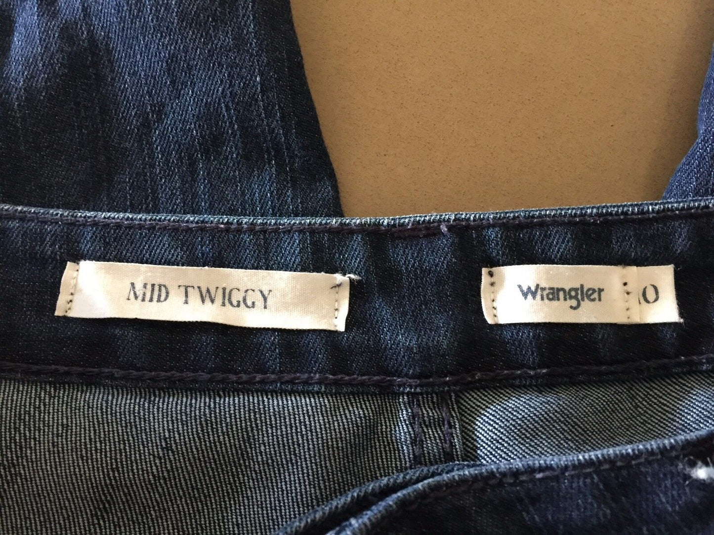 WRANGLER "Mid Twiggy" Cut Off Blue Denim Skinny Leg Rollup Vintage Size 10 Jeans