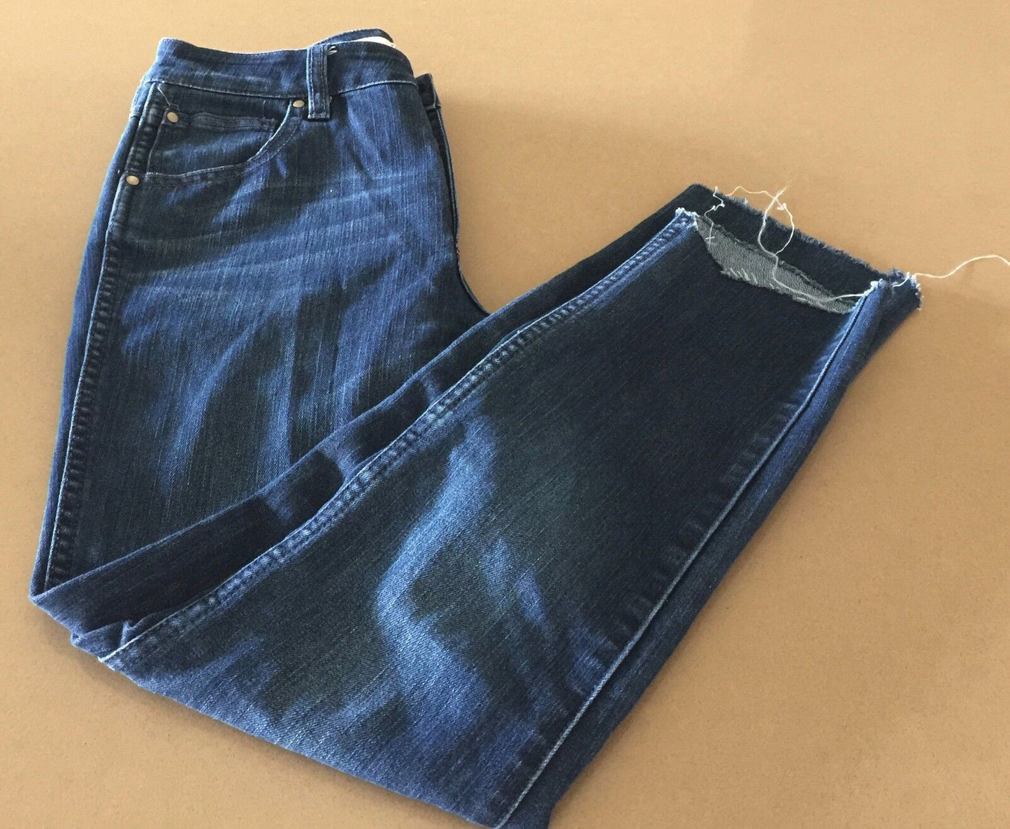 WRANGLER "Mid Twiggy" Cut Off Blue Denim Skinny Leg Rollup Vintage Size 10 Jeans
