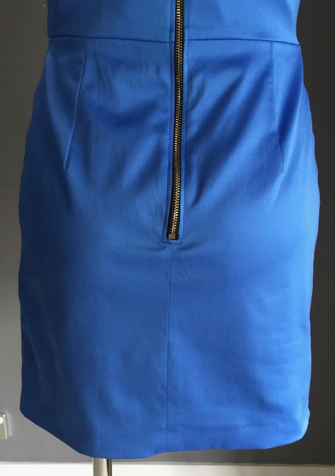 MINI Strapless Dress Blue Jewel Embellished Heavy Satin Look & Feel Size 12 NEW