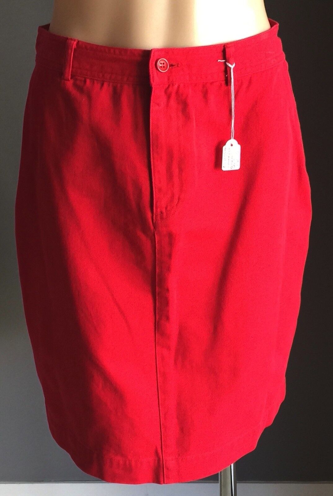 SUZANNE GRAE Denim Skirt Red Jeans Lightweight Straight 1 Back Pocket Sz 10 NEW