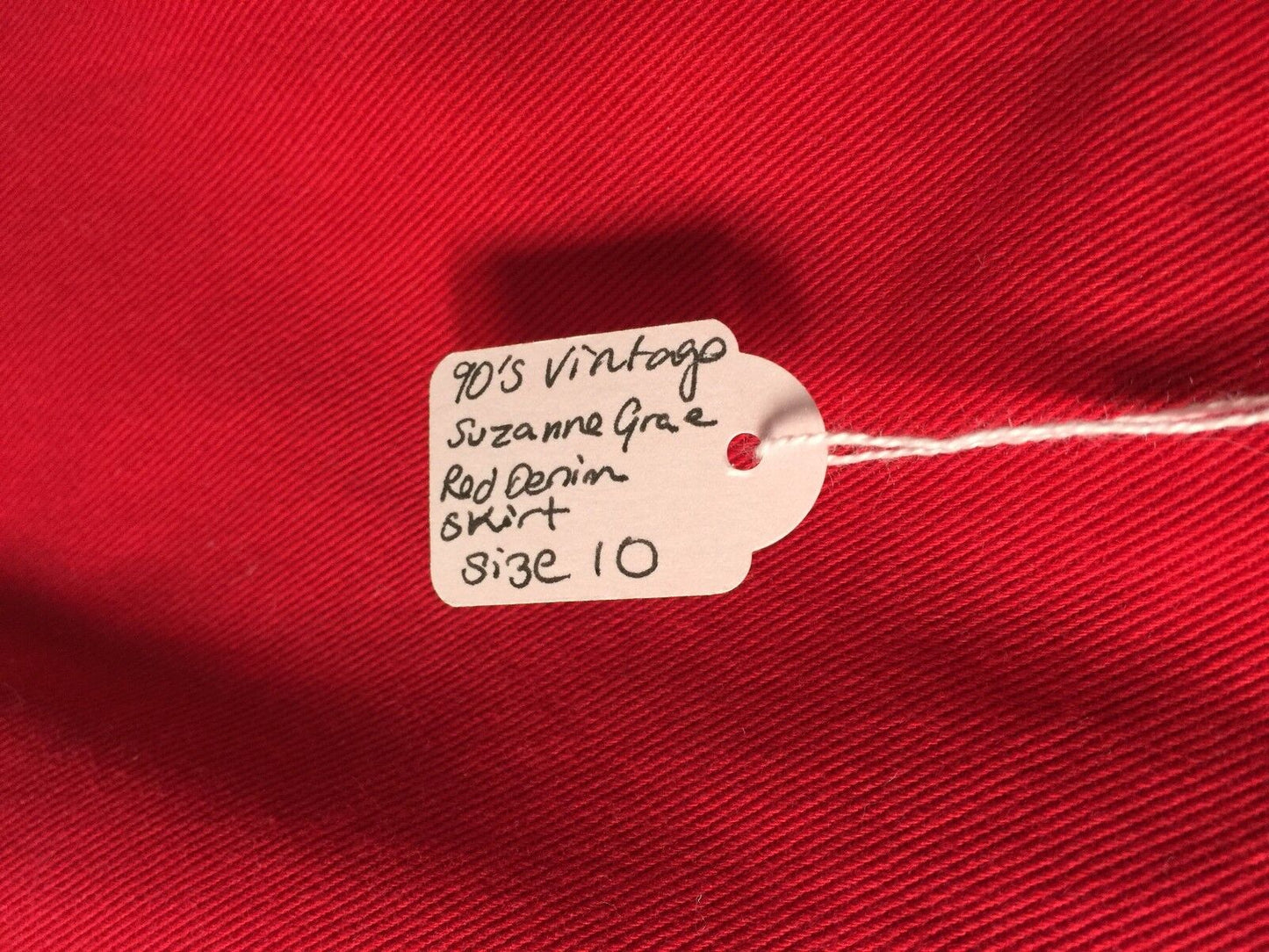 SUZANNE GRAE Denim Skirt Red Jeans Lightweight Straight 1 Back Pocket Sz 10 NEW
