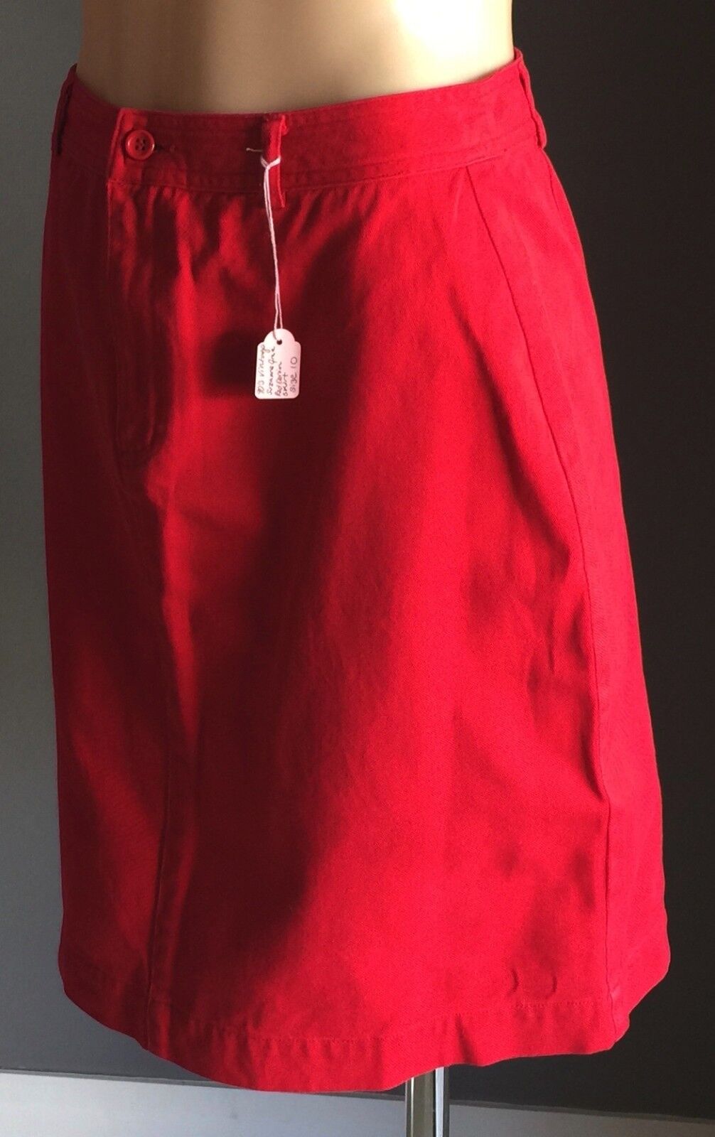 SUZANNE GRAE Denim Skirt Red Jeans Lightweight Straight 1 Back Pocket Sz 10 NEW