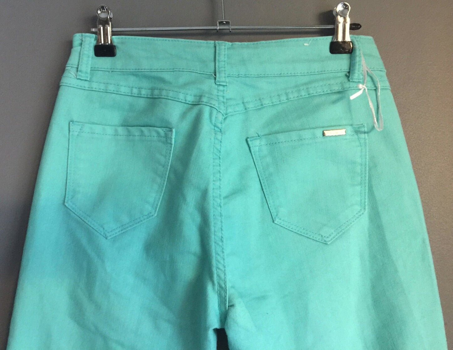 MONICA'S JEANS Ripped Skinny Leg Mint Green Distressed ThrashedM Size 10 NEW