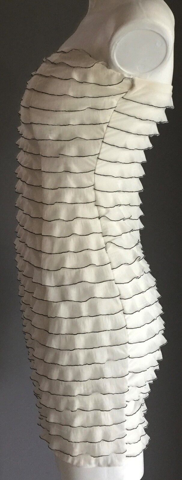 MYSTIC Strapless Dress Mini Stretch Tier Frill Party White & Black Size 8