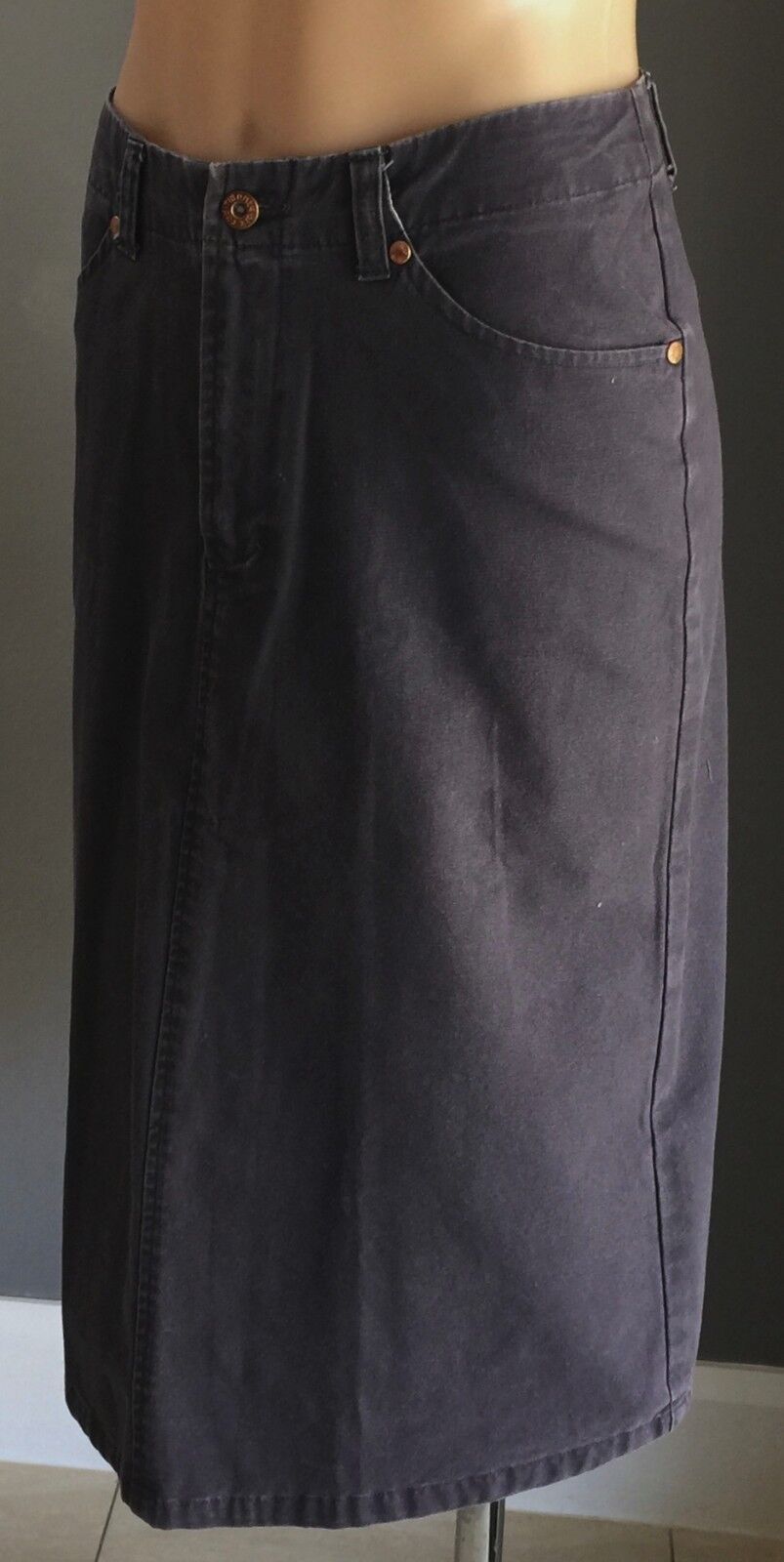20SixRED Denim Skirt Grey Straight Ladies Size 10 Great Retro Jeans