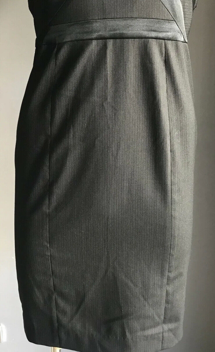 BEBE Bodycon Dress Black Grey Pinstripe Halter Neck Tie Elegant Size 2 AU 8 NEW