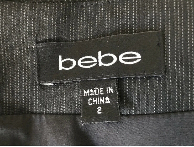 BEBE Bodycon Dress Black Grey Pinstripe Halter Neck Tie Elegant Size 2 AU 8 NEW
