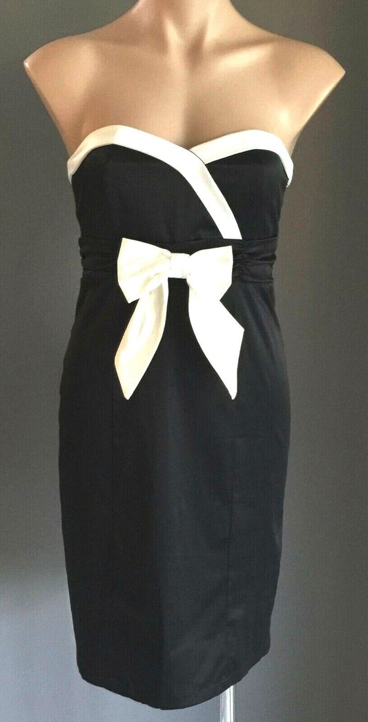 LILY WHYT  Strapless Dress Pencil Black White Size 8 10 Races Party Cocktail NEW