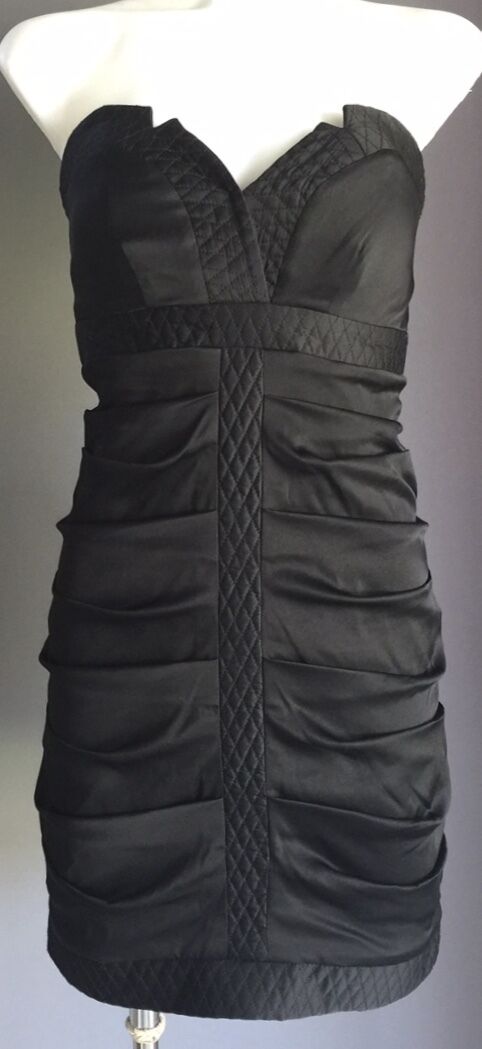 SEDUCE LBD Strapless Dress Mini Pleat Detail Silk Size 8 Cocktail Party Gorgeous