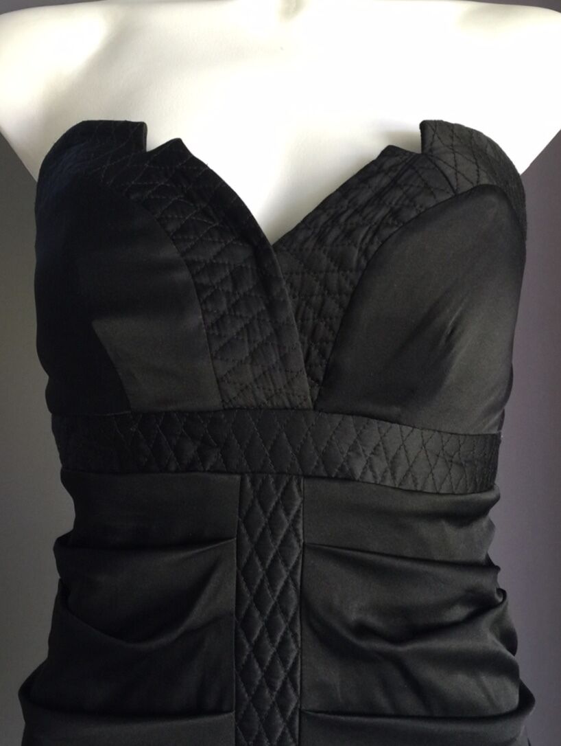 SEDUCE LBD Strapless Dress Mini Pleat Detail Silk Size 8 Cocktail Party Gorgeous
