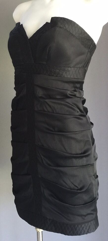 SEDUCE LBD Strapless Dress Mini Pleat Detail Silk Size 8 Cocktail Party Gorgeous