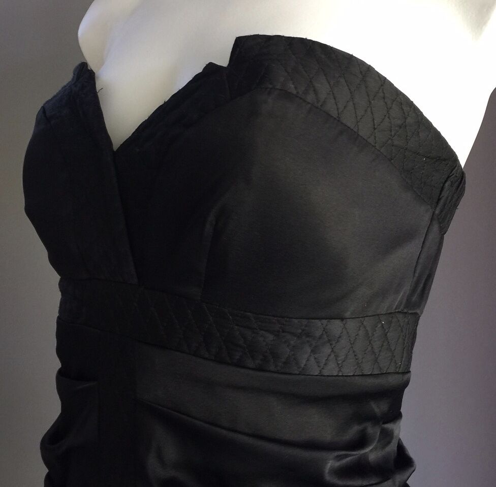 SEDUCE LBD Strapless Dress Mini Pleat Detail Silk Size 8 Cocktail Party Gorgeous