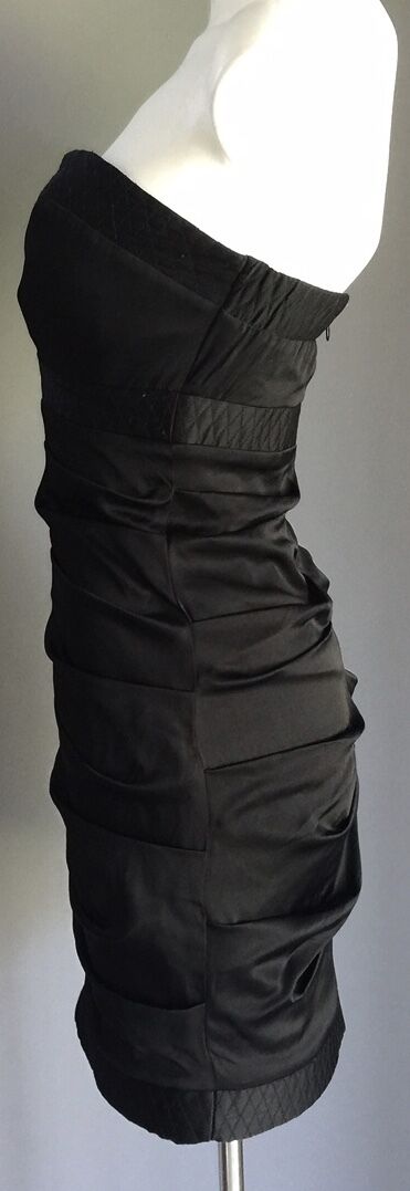 SEDUCE LBD Strapless Dress Mini Pleat Detail Silk Size 8 Cocktail Party Gorgeous