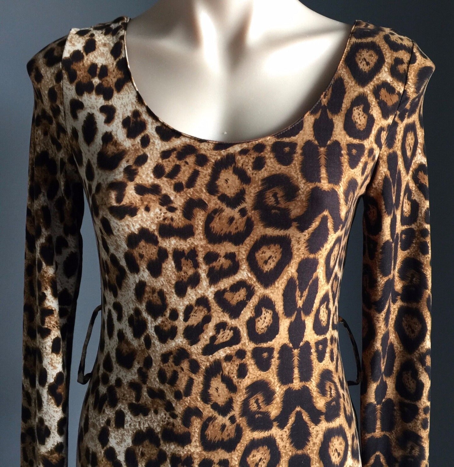 LUSHOUS Bodycon Dress Long Sleeve  Sz S 8 10 Cheetah Animal Print Stretch SEXY