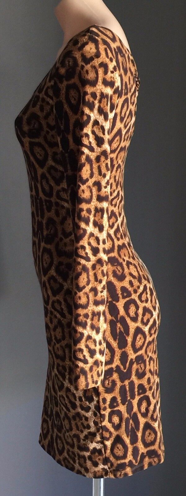 LUSHOUS Bodycon Dress Long Sleeve  Sz S 8 10 Cheetah Animal Print Stretch SEXY