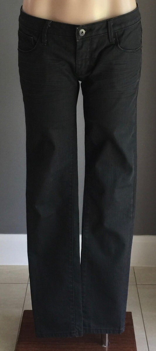 KENJI Jeans Denim Coated Black Straight Leg Awesome Look Size 12 Jeans