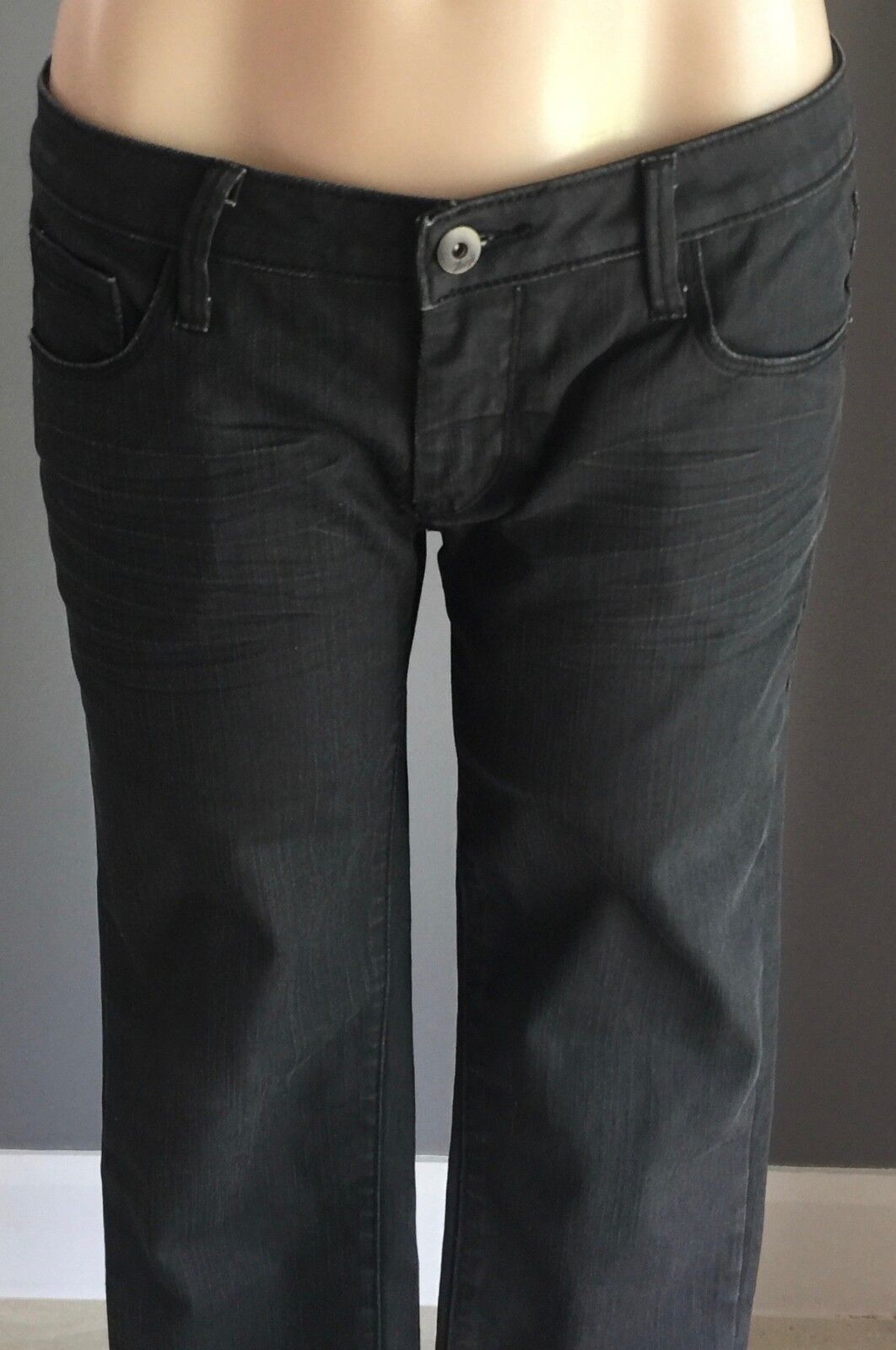KENJI Jeans Denim Coated Black Straight Leg Awesome Look Size 12 Jeans