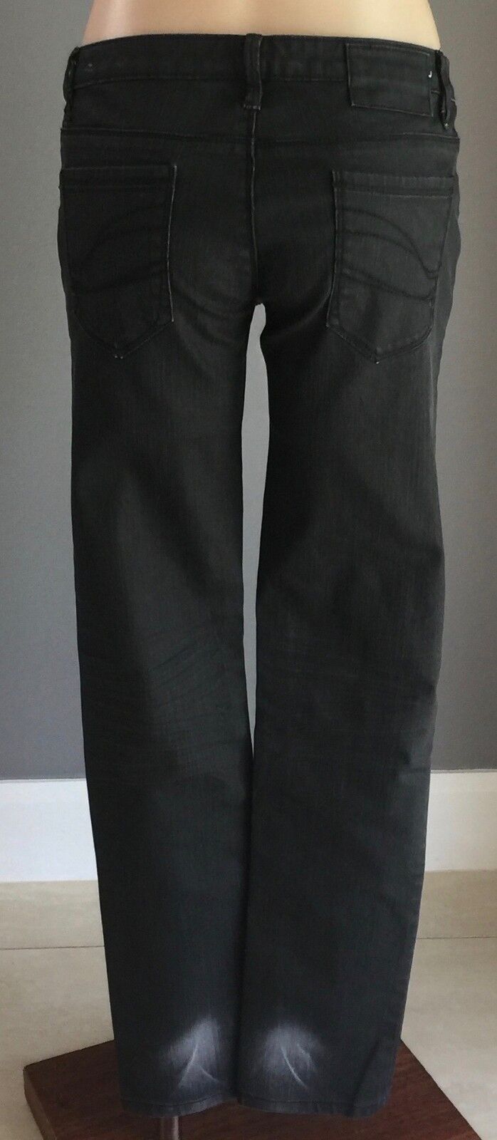 KENJI Jeans Denim Coated Black Straight Leg Awesome Look Size 12 Jeans