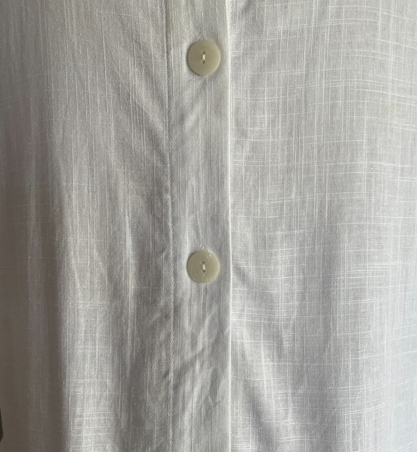 ANKO Top White Linen Blend Blouse Short Sleeves W Frill  & Hem Size 12 NWT