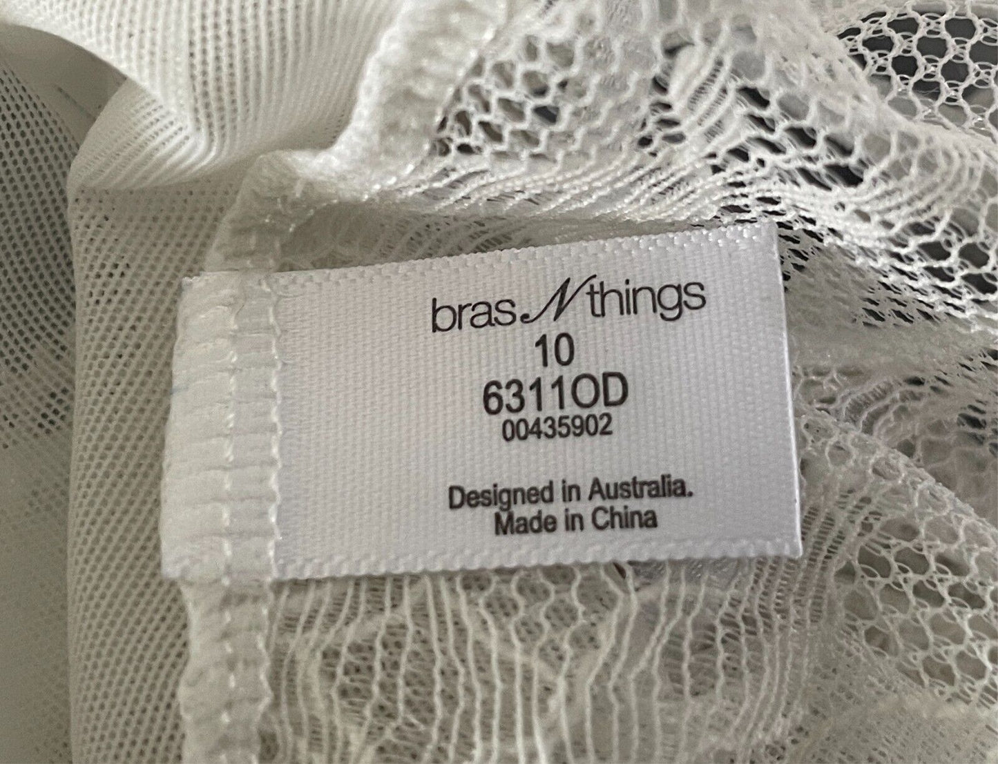 BRAS N THINGS White Lace  Trim Body Suit /Teddy Size 10 Strappy Back