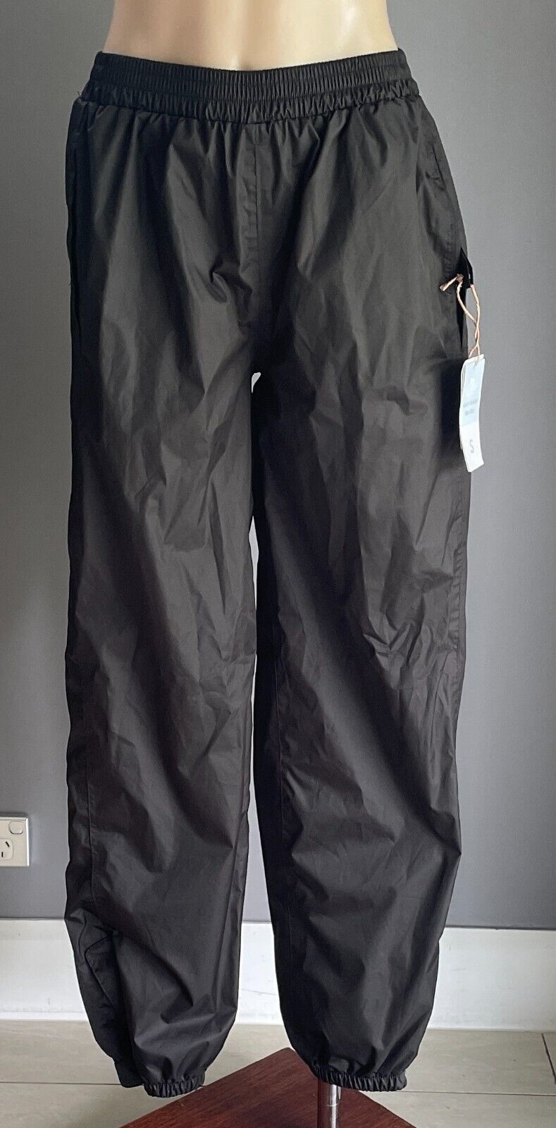 CRANE PERFORMANCE Black Unisex Packable Rain Pants Size S Elastic Waist & Cuffs