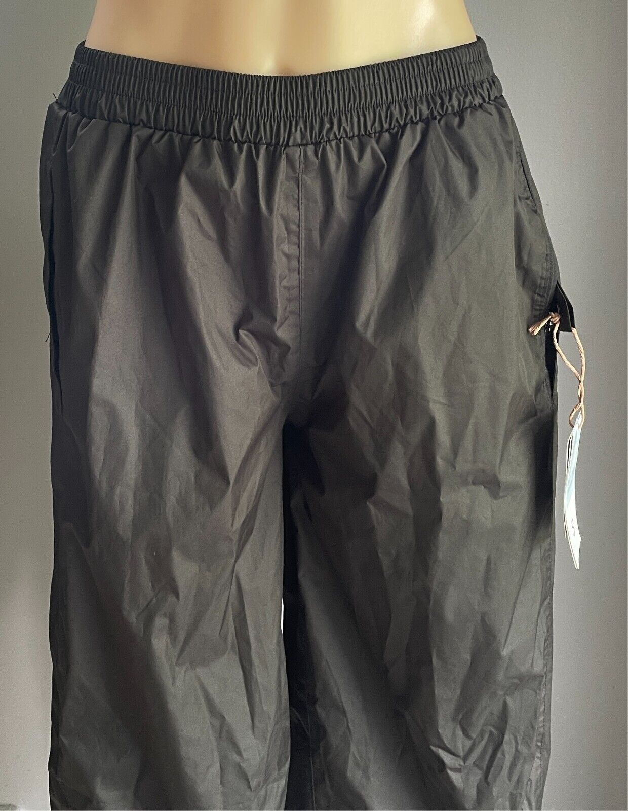CRANE PERFORMANCE Black Unisex Packable Rain Pants Size S Elastic Waist & Cuffs