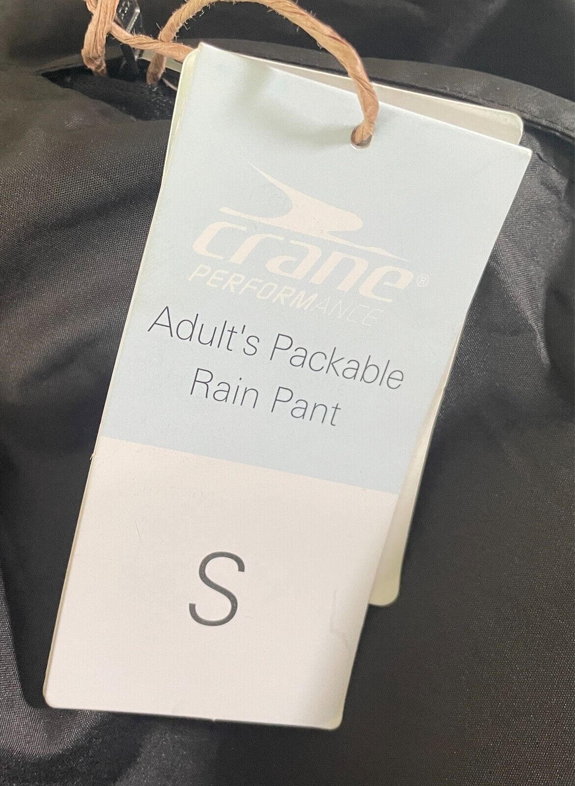 CRANE PERFORMANCE Black Unisex Packable Rain Pants Size S Elastic Waist & Cuffs