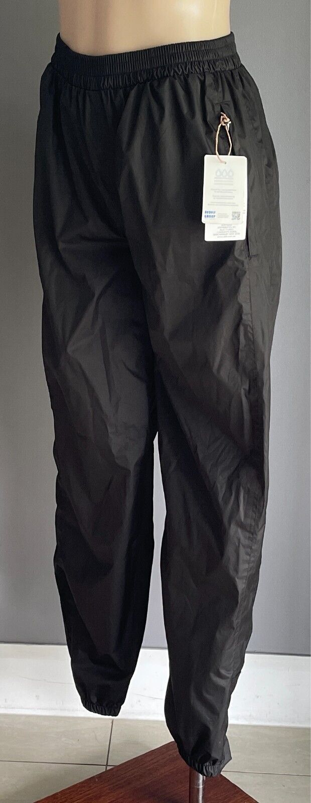 CRANE PERFORMANCE Black Unisex Packable Rain Pants Size S Elastic Waist & Cuffs