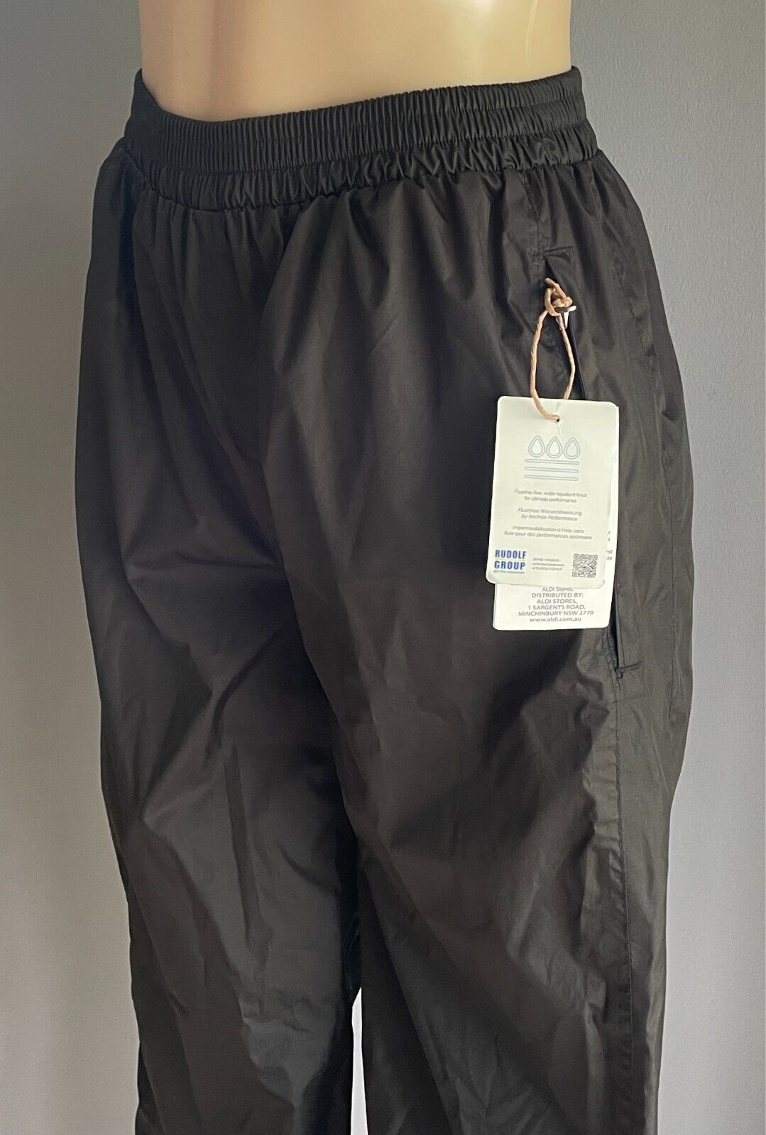 CRANE PERFORMANCE Black Unisex Packable Rain Pants Size S Elastic Waist & Cuffs
