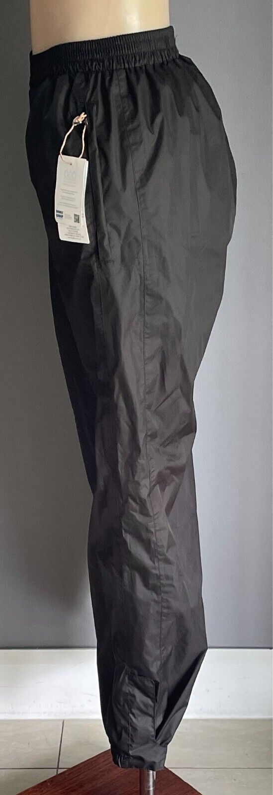 CRANE PERFORMANCE Black Unisex Packable Rain Pants Size S Elastic Waist & Cuffs