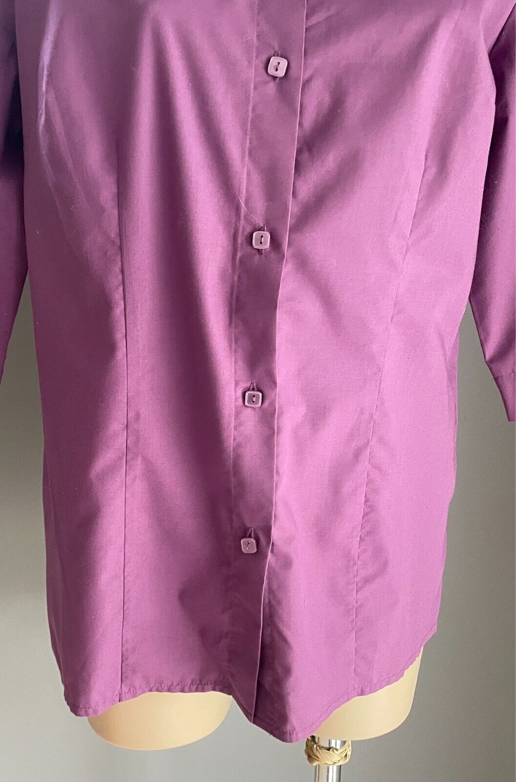 EVE Purple Shirt Button Front 3/4 Sleeve Size 40 AU 12 Darts Polyester Cotton