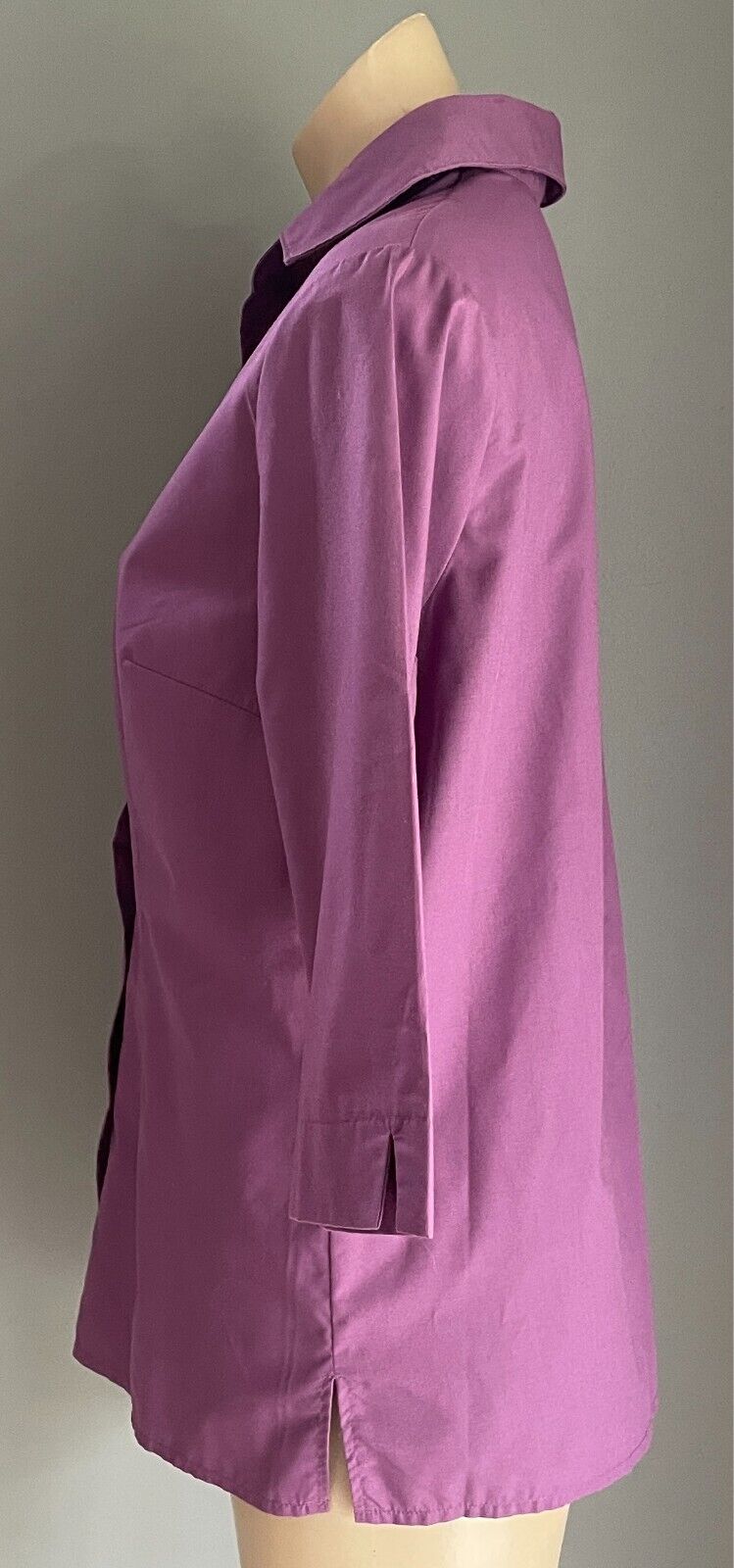 EVE Purple Shirt Button Front 3/4 Sleeve Size 40 AU 12 Darts Polyester Cotton