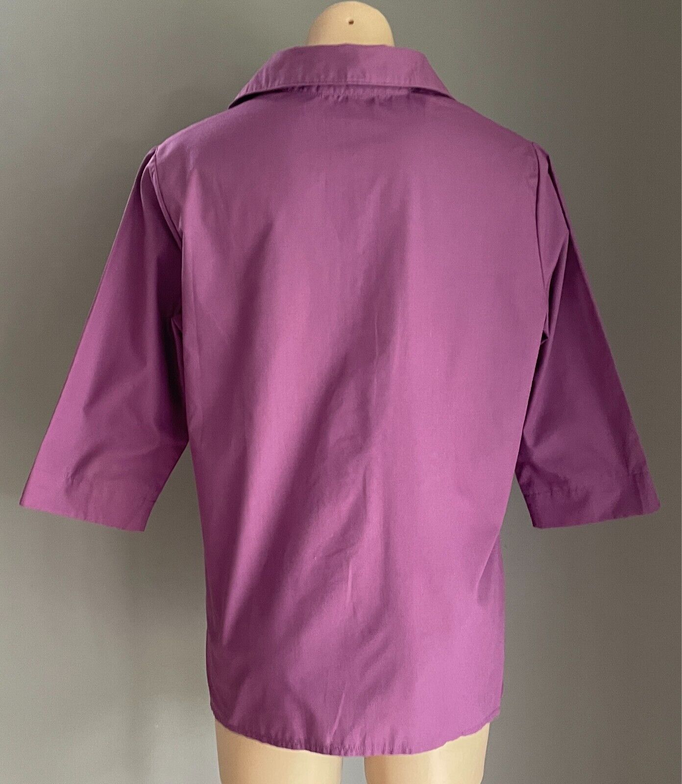 EVE Purple Shirt Button Front 3/4 Sleeve Size 40 AU 12 Darts Polyester Cotton