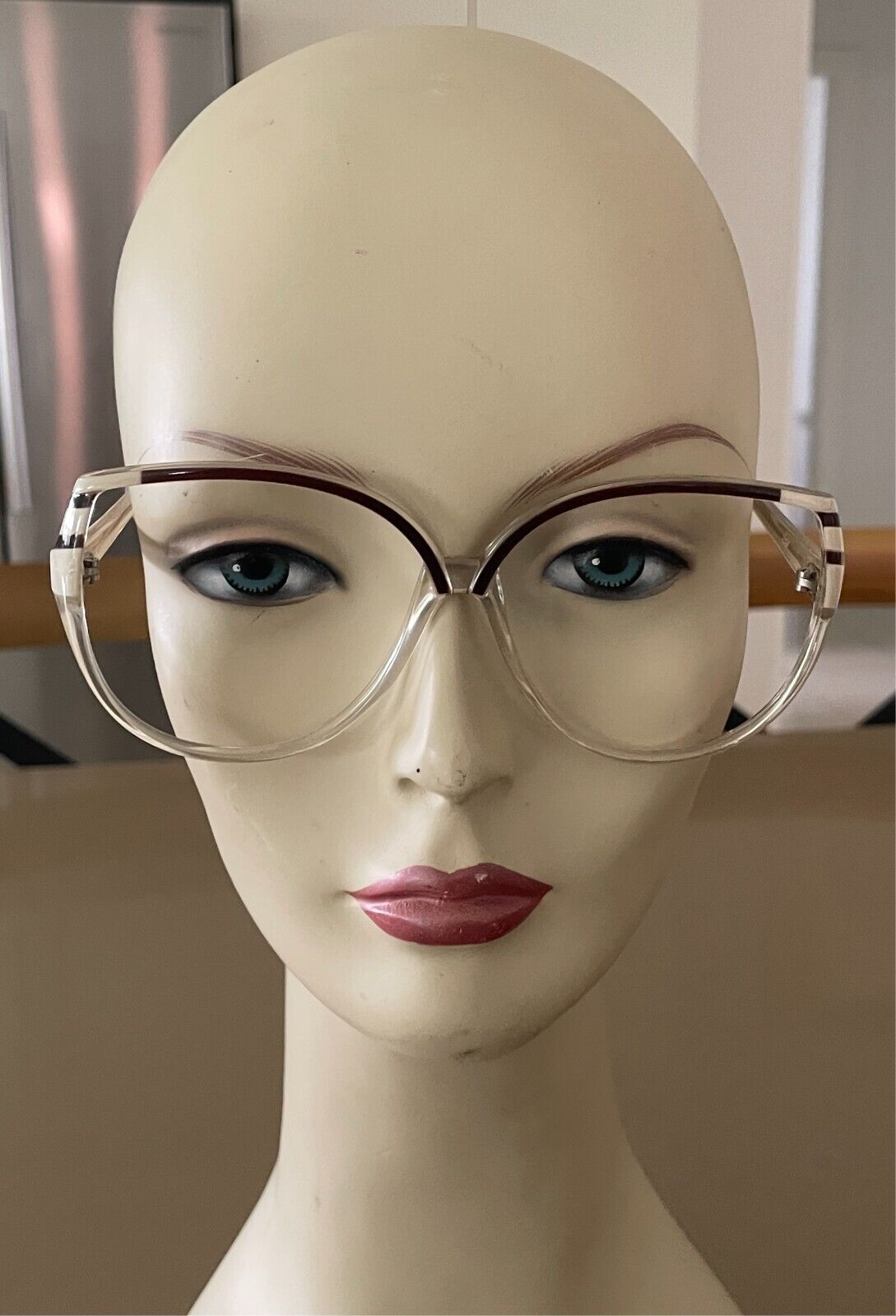 POLAROID Brown Beige & Clear Plastic Sunglass FRAMES ONLY Oversized Vintage